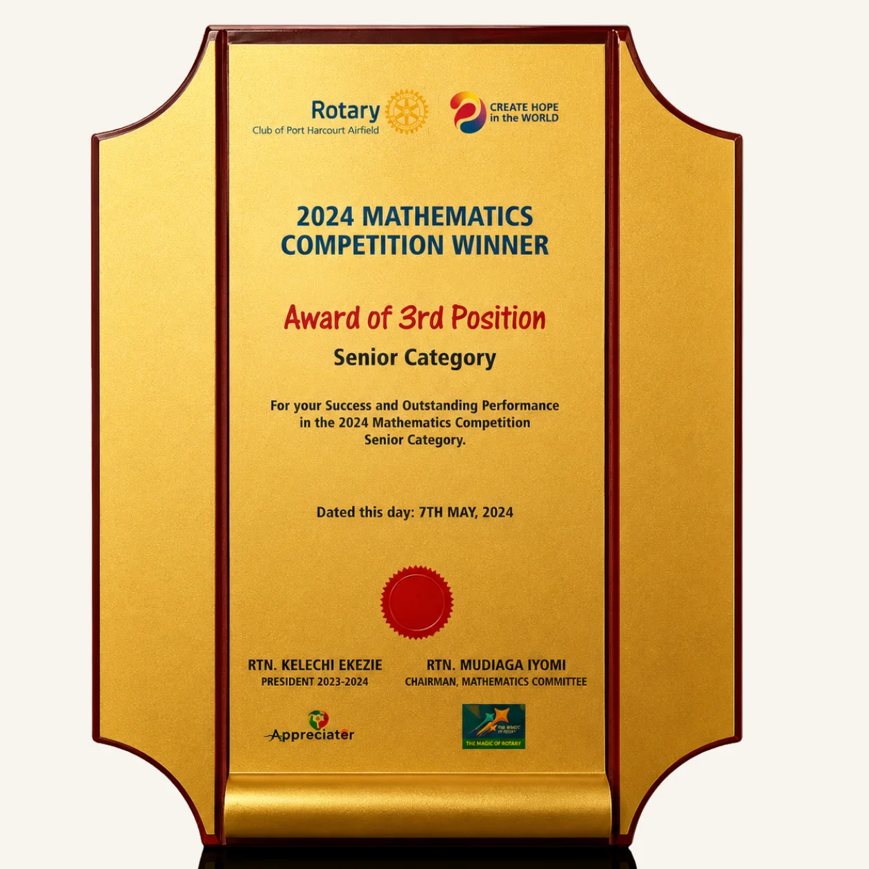 Jephthah 2024 Mathematics Competition trophy