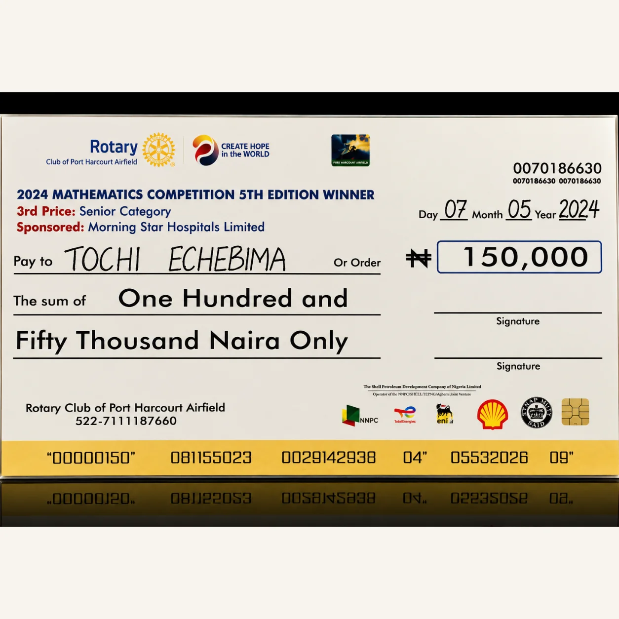 Jephthah 2024 Mathematics Competition Prize Award